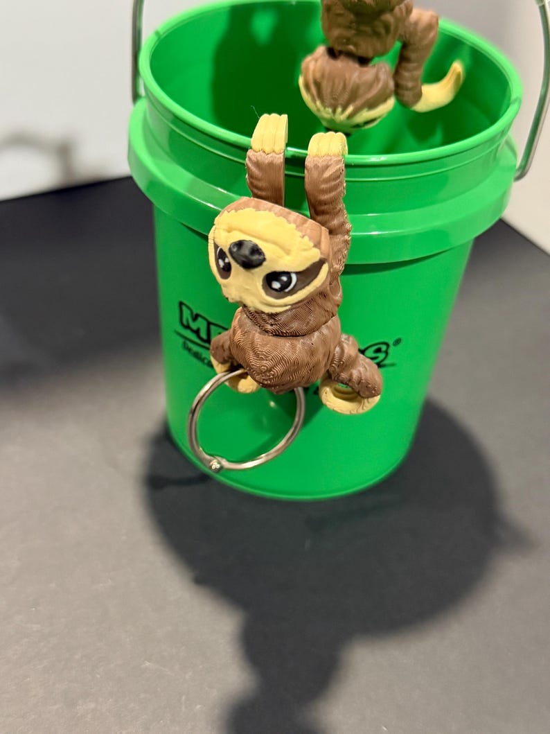 Sloth Handle Articulated Sloth Figure or Keychain – 2.5 Inch Hanging Sloth – 3D ...