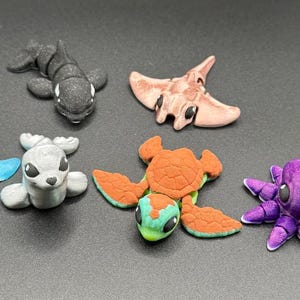 3D Printed Articulated Sea Life Set: Fidget Desk Toys