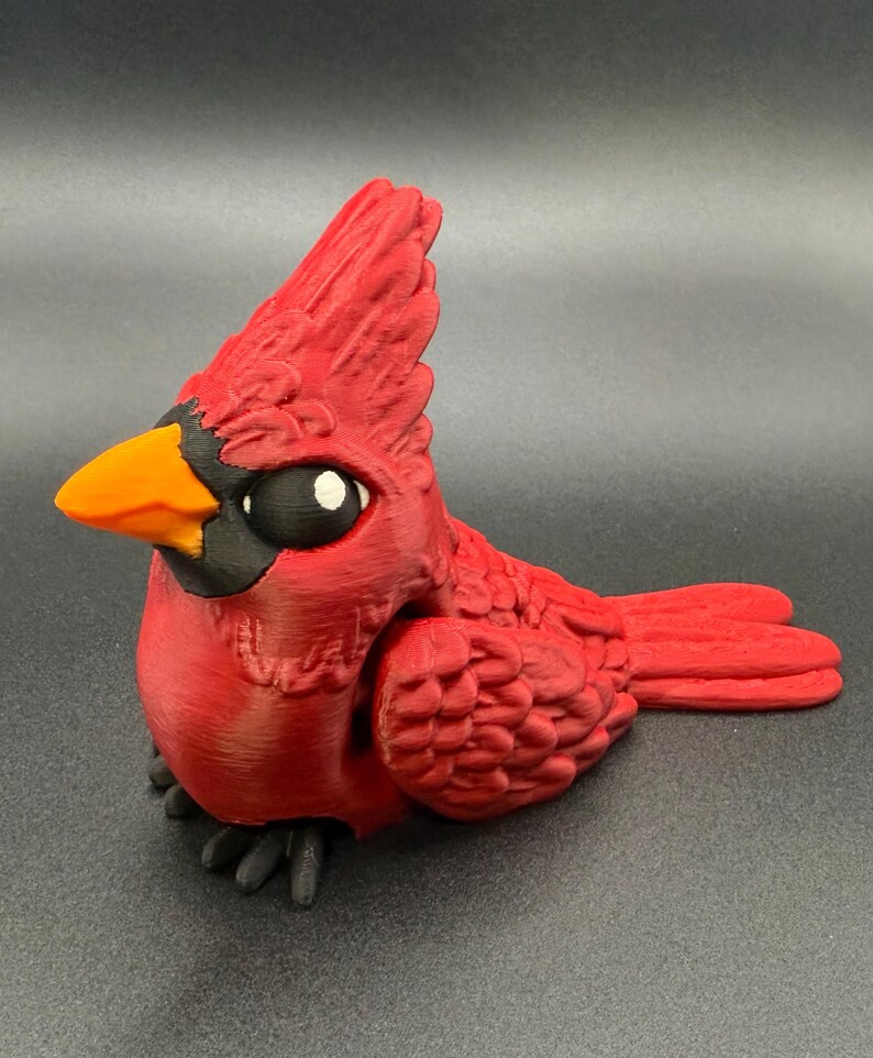 Articulated Cardinal Figure – 4” 3D Printed Bird Collectible – Red ...