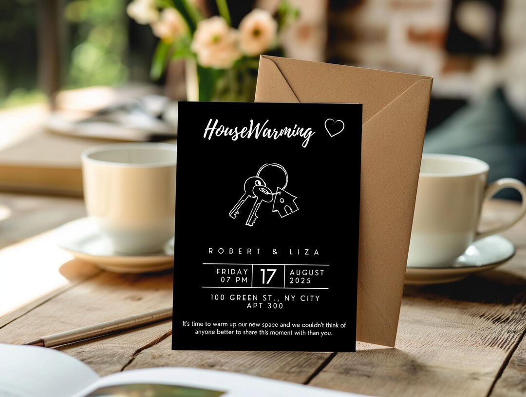 Minimal Boho Housewarming Invitation Template: Editable Canva Design (8 ...