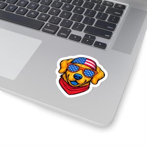 Golden Retriever USA Patriotic Stickers, Laptop Decals, Dog Lover Gifts, Water Bottle Stickers