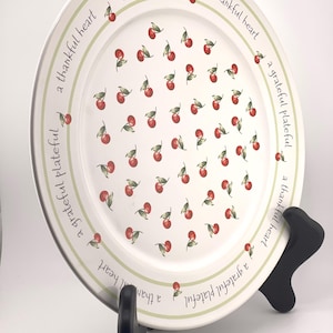 Vintage Hallmark Appreciation Giving Plate 12” Ceramic Cherry Serving Platter A Grateful Plateful A Thankful Heart Pass It On Gift