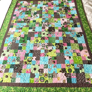 Handmade Quilt Girl Scout Theme Throw Thin Mints & Merit Badge Patchwork Custom Longarm Quilted Blanket Interfaith Quilters CO