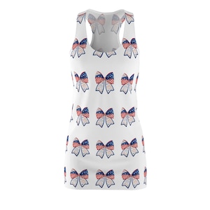 Rot, Weiß & Blau Schleife Kleid, Patriotic Racerback Kleid, 4. Juli Outfit, Sommer lässige Kleidung, USA Feier Kleidung, Geschenk für Sie