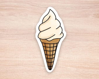 Vanilla Ice Cream Cone Vinyl Sticker: Waterproof Decal