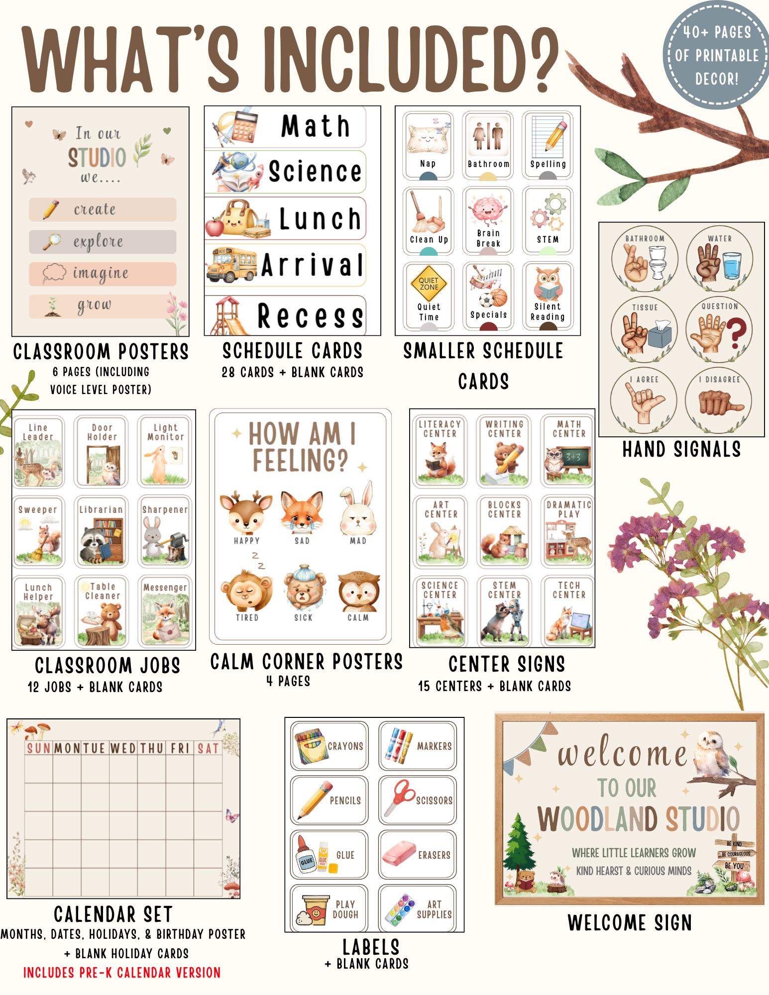 Woodland Classroom Decor Bundle | Neutral Theme | Schedule Cards | - Etsy