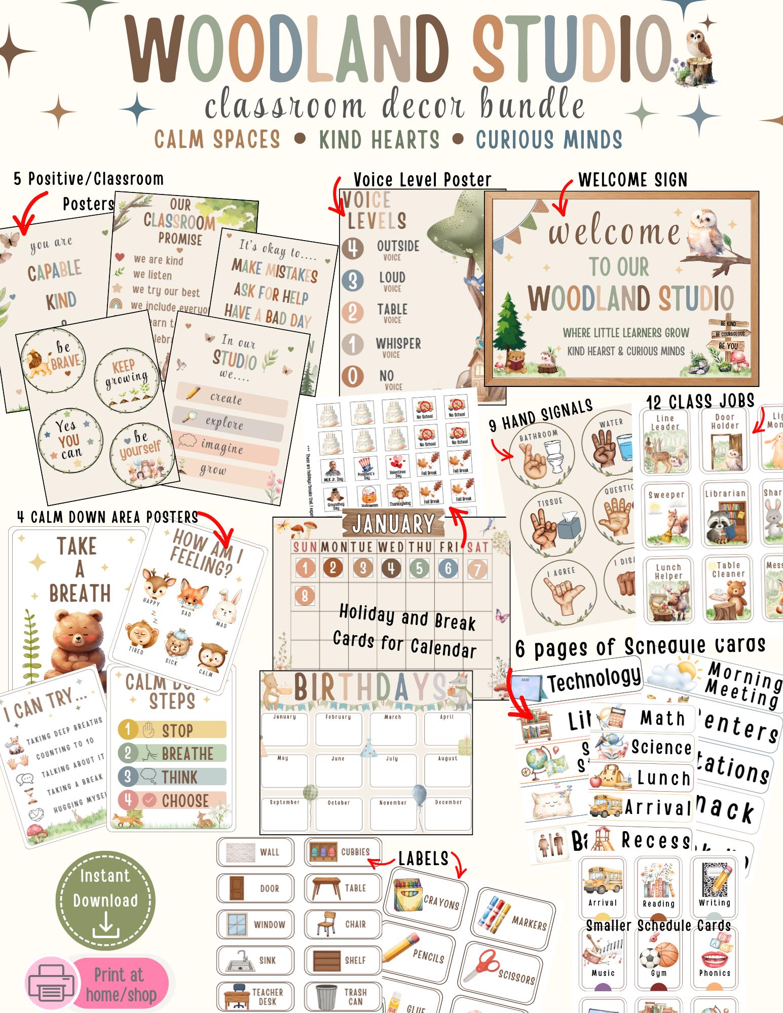 Woodland Classroom Decor Bundle | Neutral Theme | Schedule Cards | - Etsy