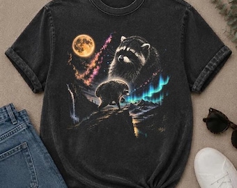 Vintage Jimothy Raccoon Shirt, Retro Moon Graphic Tshirt, Unisex Animal Lover Tee, Funny Trash Panda Animal