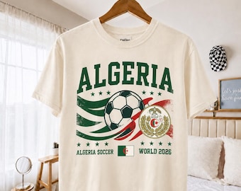 Algeria World Club Soccer Tee, 2026 Soccer Fan T-shirt, Algerian National Flag Top, Mens Sporty Graphic Tee, Algeria Football Jersey Style