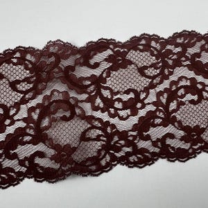 Vintage Brown Floral Lace Trim - 4,75 ”breit ausgebogter Rand Spitze | Weiche Nylonspitze für Dessous, Kostüme, Handarbeiten & Nähen - Meterware