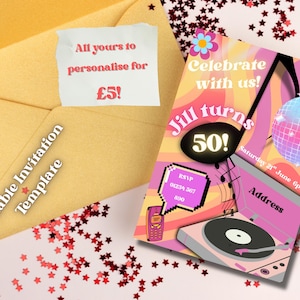 Retro 50th Birthday Invitation Template