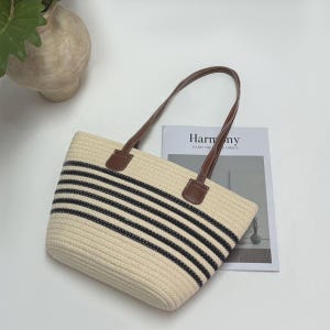 Sac à main de plage à bandoulière, sac style rayures tissées, sac bohème, sac tissé en coton, cadeau de demoiselle d'honneur, cadeau personnalisé