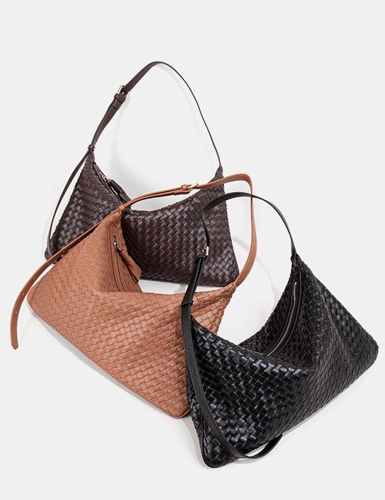 Genuine leather woven bag, hand woven leather bag, bohemian woven wallet, women's handbag, woven tote bag, vintage women's bag, brown bag