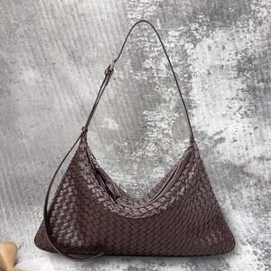 Genuine leather woven bag, hand woven leather bag, bohemian woven wallet, women's handbag, woven tote bag, vintage women's bag, brown bag
