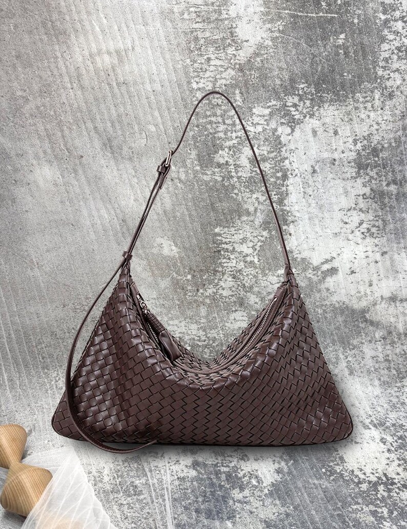Genuine leather woven bag, hand woven leather bag, bohemian woven wallet, women's handbag, woven tote bag, vintage women's bag, brown bag