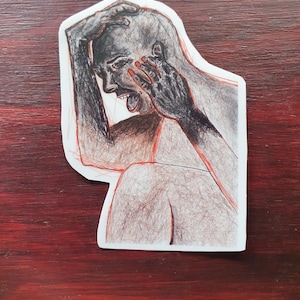 Depression and anxiety sticker, hand drawn digital art, unique gift, quality, life death mental health sad struggle illness