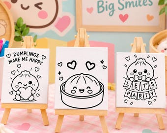 Dumpling Coloring Canvas | Personalized Kids Birthday Party Favor & Activity