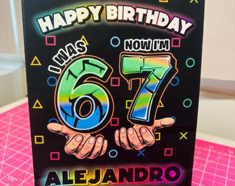 Six Seven Meme Paper Favor Bag, Personalized Birthday Design