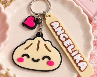 Personalized Dumpling Name Keychain | 3D Printed PLA Bag Charm (Custom Name)