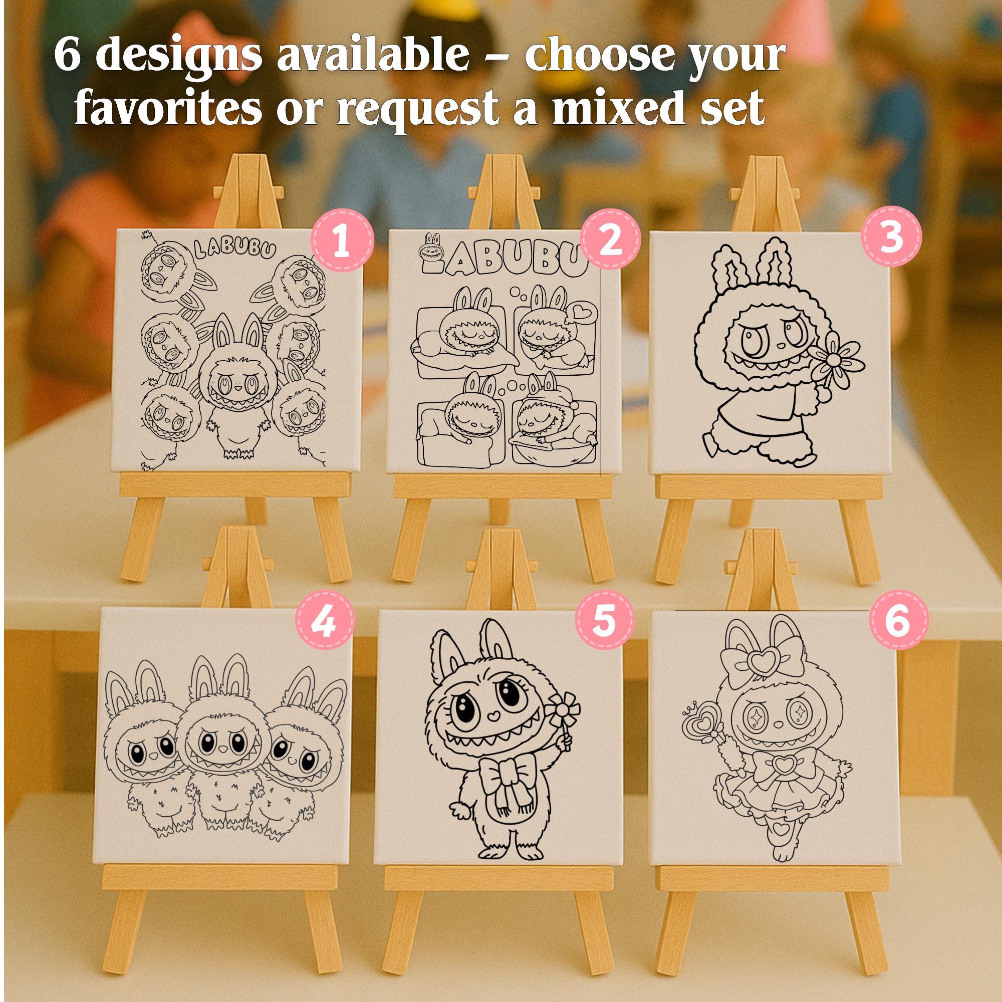 Mini Labuu Pack Labuu Coloring Canvas Kit | 5x5 Art Activity With Easel & Markers for ...