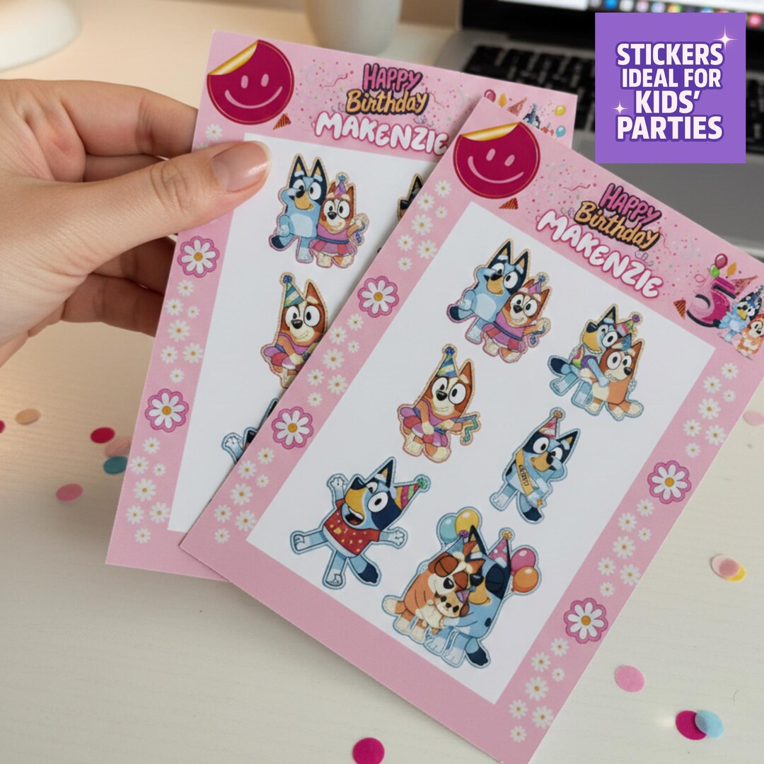 Bluey Stickers Set of 4 Sheets | Party Favor Stickers for Kids ...