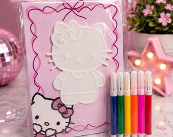Hello Kitty 3D Coloring Figure Kit | Kids Birthday Party Favor with 6 Markers