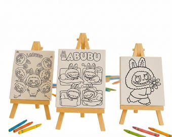 Labuu Coloring Canvas Kit | 5x5 Art Activity with Easel & Markers for Kids
