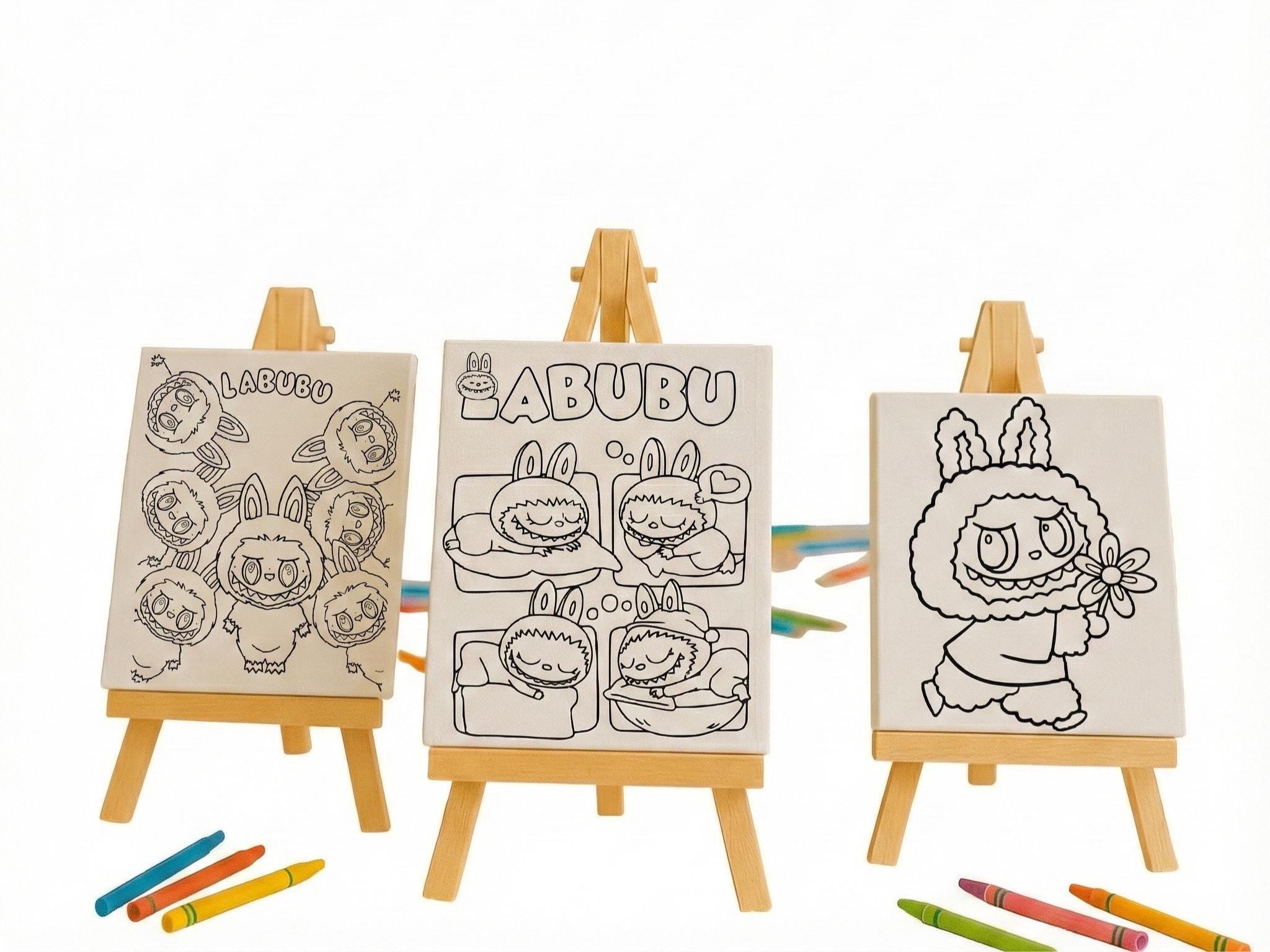 Labuu Coloring Canvas Kit | 5x5 Art Activity With Easel & Markers for ...