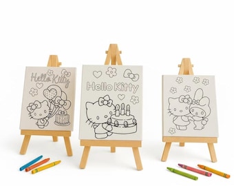 Hello Kitty Coloring Canvas Kit: Party Favor with Easel & Markers