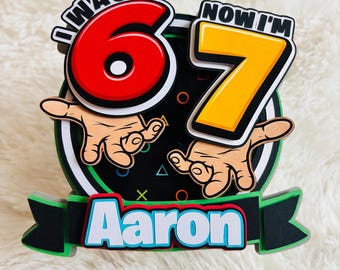 Six Seven Meme Cake Topper | Funny Birthday Cake Decoration | 3D