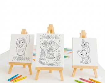 Moana Coloring Canvas 5x5 | Kids Party Favor Activity Set