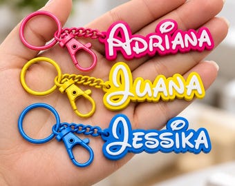Disney Style Personalized Name Keychain | Custom 3D Printed Backpack Tag