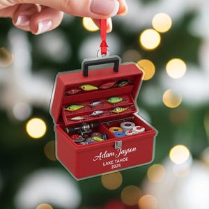 Gepersonaliseerde visgereidoosornament – gepersonaliseerd kerstcadeau visser voor vader of opa