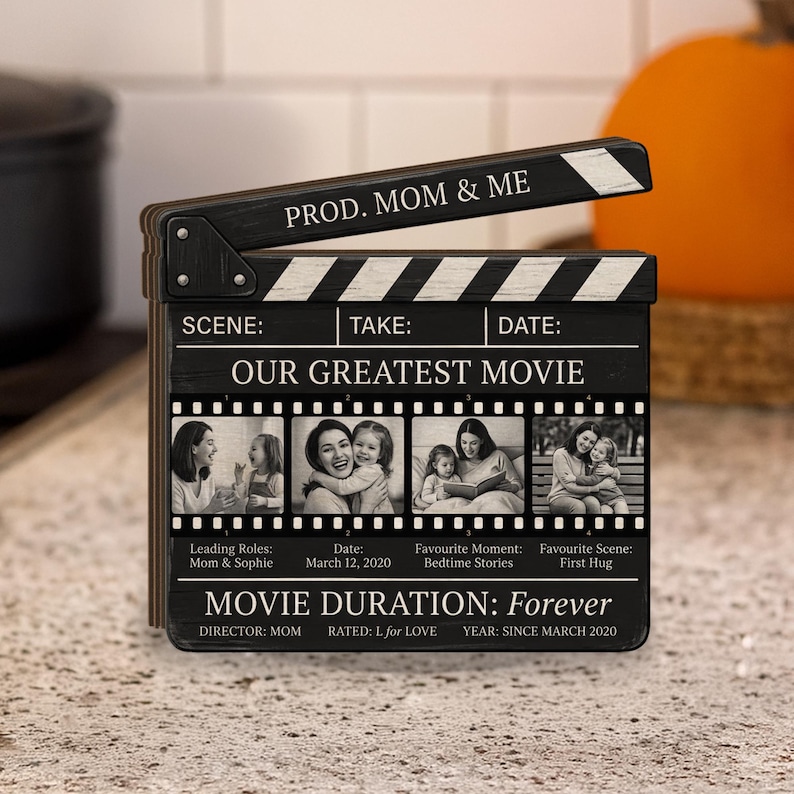 Custom Clapper Board Custom Movie Clapperboard Photo Block: Personalized Wooden Film Sign ...