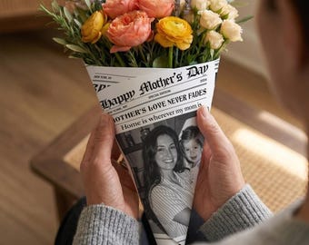 Personalized Newspaper Matte Wrapping Paper: Custom Photo Mother's Day Gift