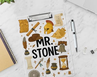 Personalized History Teacher Clipboard, Custom Name Gift for Him, Teacher Appreciation, Back to School, History Buff Gift for Men