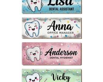 Aangepaste acryl tandheelkundige naambadge: glitter tandontwerp