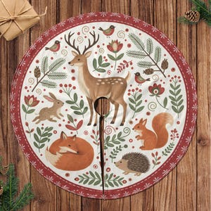 Herbst Waldland Deer & Fox Weihnachtsbaum Rock mit Wildtierszene
