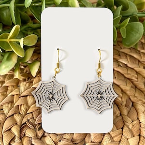 Spider Web Earrings | Halloween Spider Dangle Earrings | Gothic Spooky Jewelry | Creepy Cute Web Earrings for Women