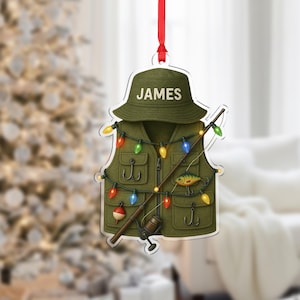 Decorazione natalizia personalizzata a forma di pesca – Regalo da pescatore personalizzato per papà o nonno