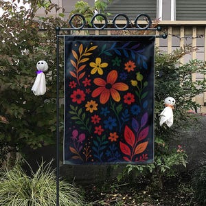 Rainbow Floral Garden Flag, Pride Month Yard Decor, Colorful LGBTQ Outdoor Banner, Equality Gift, Bright Inclusive Garden Sign