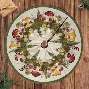 Pilz Kranz Weihnachtsbaum Rock mit Waldpilzen Muster und Botanischen Woodland Design