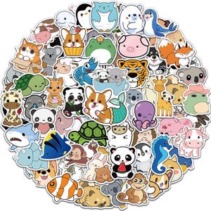 Cartoon Animal Sticker Pack (5 or 10 stickers per pack)
