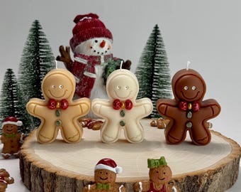 Gingerbread Man Candle: Scented Soy Wax, Christmas Home Decor