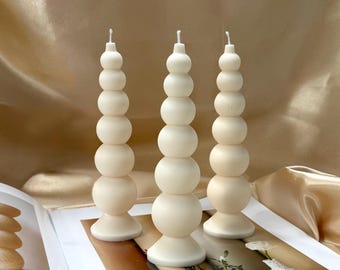 Geometric Pillar Candle: Hand-Poured Soy Wax Sculpture Candle