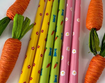 Hand-Painted Easter Taper Candles, Spring Table Decor, Set of 2