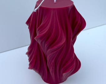 Waves Sculpture Pillar Candle, Elegant Home Decor