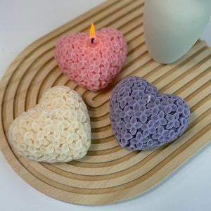 Handmade Heart Pillar Candle: Organic Soy Wax, Modern Home Decor