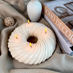 XXL Donut Candle, Aesthetic Candle, Ribbed Candle, Pillar Candle, Home Decor Candle, Decoration Candle, Shaped Candle, Hiuse Warming Gift