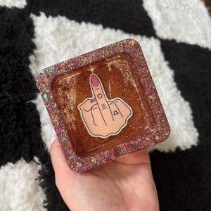 One of a Kind Glitter Resin Ashtray – Handmade Unique Tray in Square Size